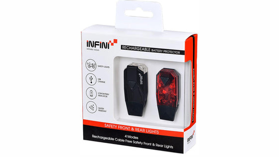 Mini-Lava twin pack micro USB front and rear cycle lights black